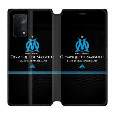 Housse cuir portefeuille Pour Oppo A54 5G / A74 5G Olympique Marseille OM Fier etre Marseillais