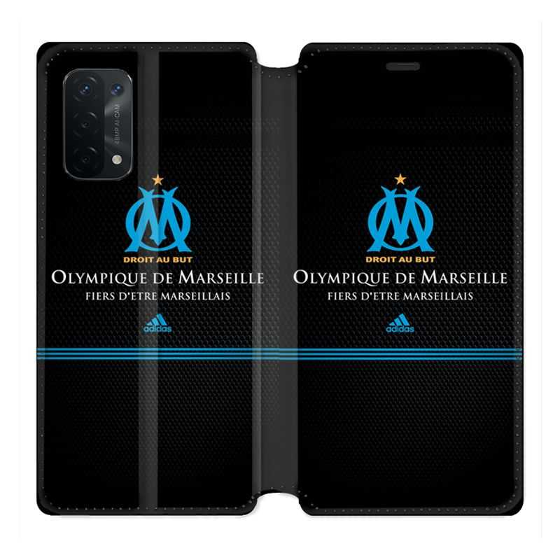 Housse cuir portefeuille Pour Oppo A54 5G / A74 5G Olympique Marseille OM Fier etre Marseillais