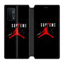 Housse cuir portefeuille Pour Oppo A54 5G / A74 5G Jordan Supreme Noir