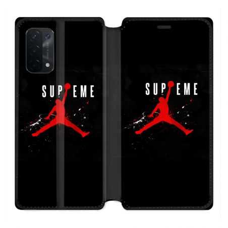Housse cuir portefeuille Pour Oppo A54 5G / A74 5G Jordan Supreme Noir