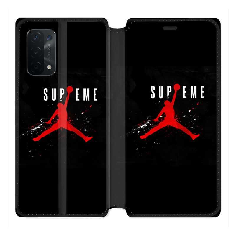 Housse cuir portefeuille Pour Oppo A54 5G / A74 5G Jordan Supreme Noir