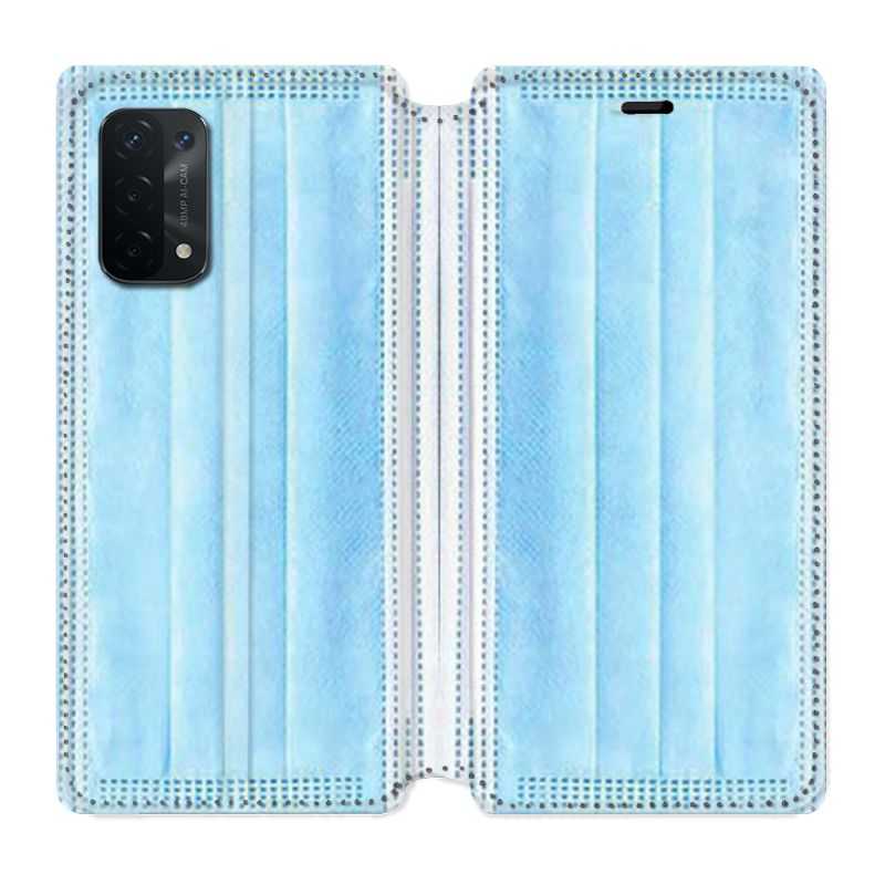 Housse cuir portefeuille Pour Oppo A54 5G / A74 5G Humour Masque chirurgical