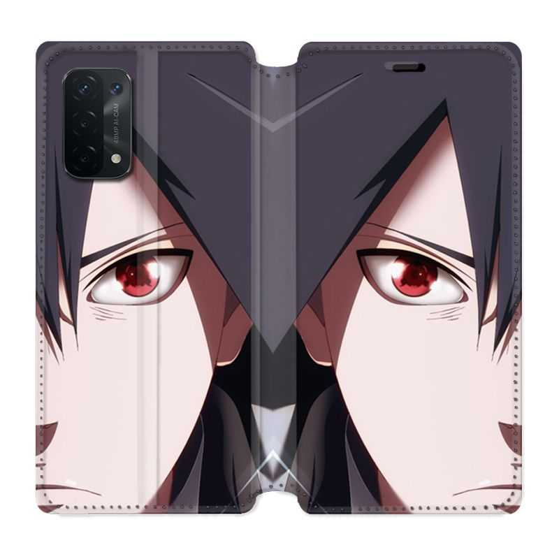 Housse cuir portefeuille Pour Oppo A54 5G / A74 5G Manga Naruto Sasuke visage