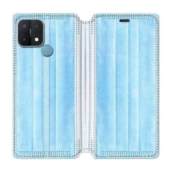 Housse Cuir Portefeuille Pour Oppo A15 Humour Masque chirurgical