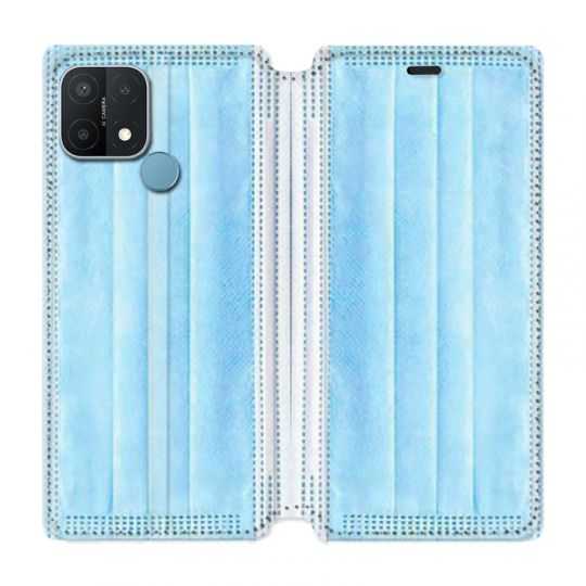 Housse Cuir Portefeuille Pour Oppo A15 Humour Masque chirurgical