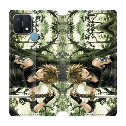 Housse Cuir Portefeuille Pour Oppo A15 Manga Bois