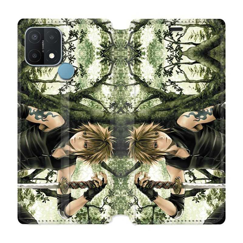 Housse Cuir Portefeuille Pour Oppo A15 Manga Bois
