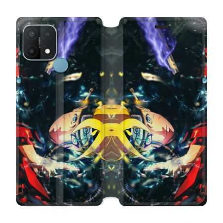 Housse Cuir Portefeuille Pour Oppo A15 Manga Boruto Eclair