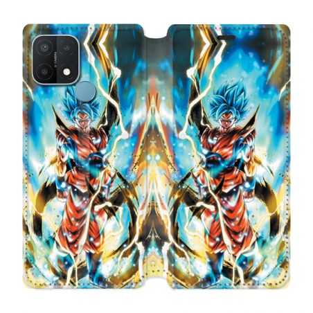 Housse Cuir Portefeuille Pour Oppo A15 Manga Dragon Ball Sangoku Blanc