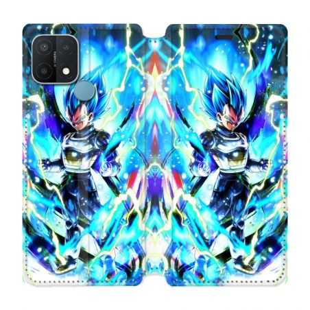 Housse Cuir Portefeuille Pour Oppo A15 Manga Dragon Ball Vegeta Bleu