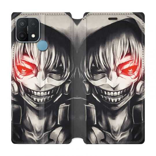 Housse Cuir Portefeuille Pour Oppo A15 Manga Kaneki Noir