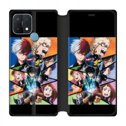 Housse Cuir Portefeuille Pour Oppo A15 Manga My Hero Academia Noir
