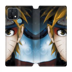 Housse Cuir Portefeuille Pour Oppo A15 Manga Naruto Blanc
