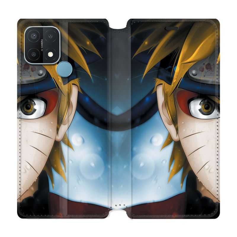 Housse Cuir Portefeuille Pour Oppo A15 Manga Naruto Blanc