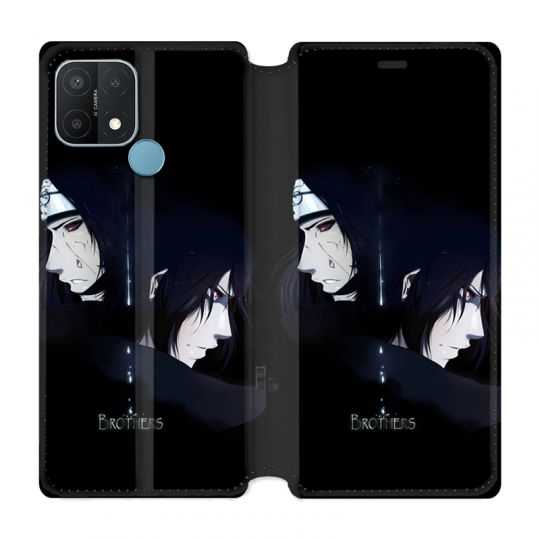 Housse Cuir Portefeuille Pour Oppo A15 Manga Naruto Sasuke Itachi