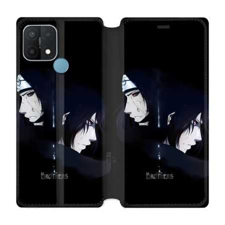 Housse Cuir Portefeuille Pour Oppo A15 Manga Naruto Sasuke Itachi