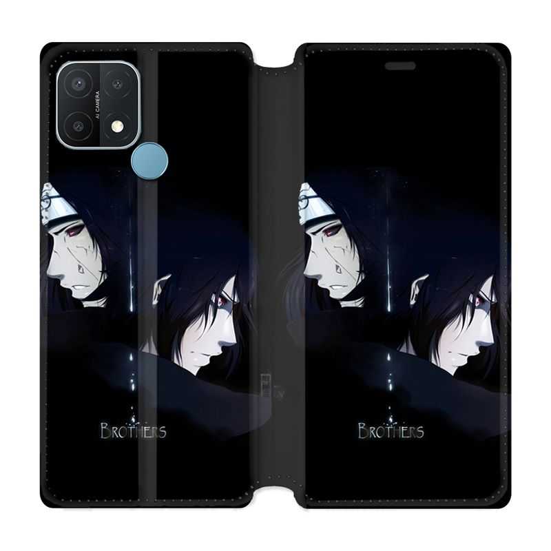 Housse Cuir Portefeuille Pour Oppo A15 Manga Naruto Sasuke Itachi