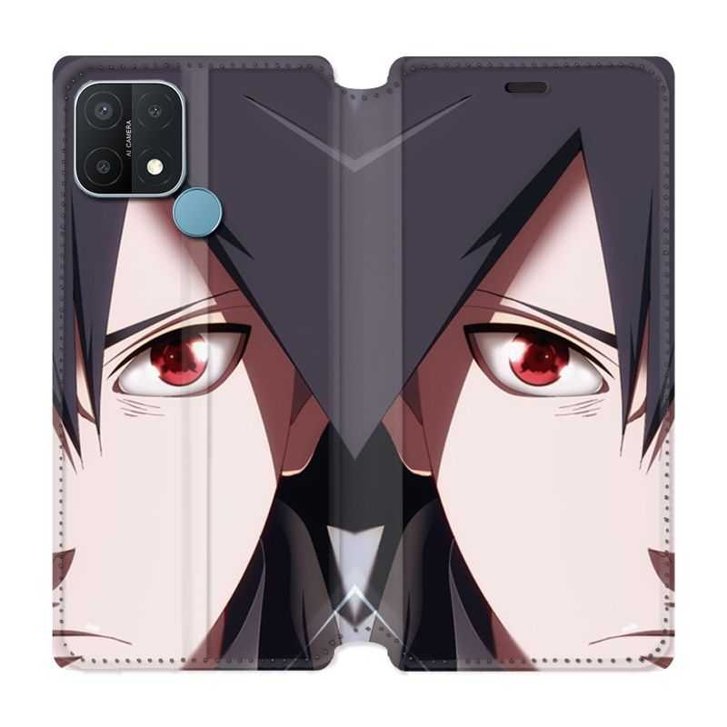 Housse Cuir Portefeuille Pour Oppo A15 Manga Naruto Sasuke visage