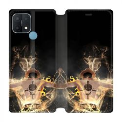 Housse Cuir Portefeuille Pour Oppo A15 Manga One Piece Ace Noir