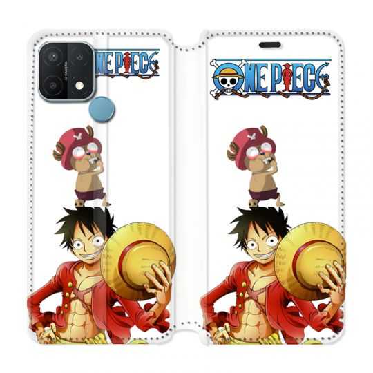 Housse Cuir Portefeuille Pour Oppo A15 Manga One Piece Chopper