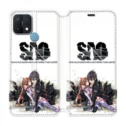 Housse Cuir Portefeuille Pour Oppo A15 Manga SAO sword Art Online Blanc