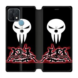 Housse Cuir Portefeuille Pour Oppo A15 Manga Soul Eater Noir