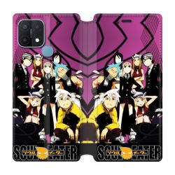 Housse Cuir Portefeuille Pour Oppo A15 Manga Soul Eater Violet
