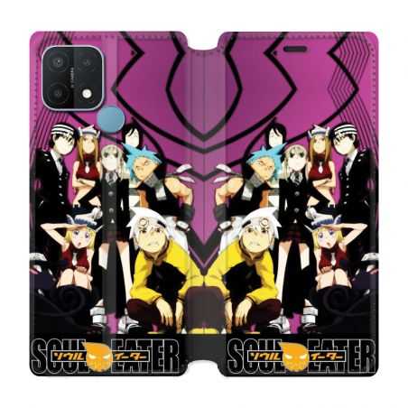Housse Cuir Portefeuille Pour Oppo A15 Manga Soul Eater Violet