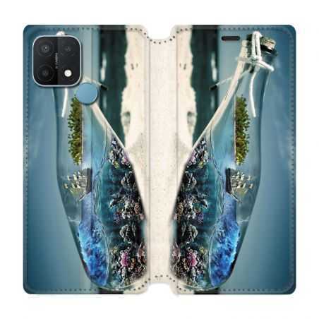 Housse Cuir Portefeuille Pour Oppo A15 Mer Bouteille