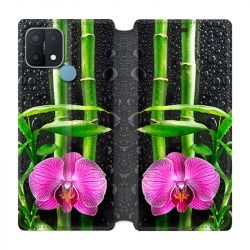 Housse Cuir Portefeuille Pour Oppo A15 Orchidee Bambou