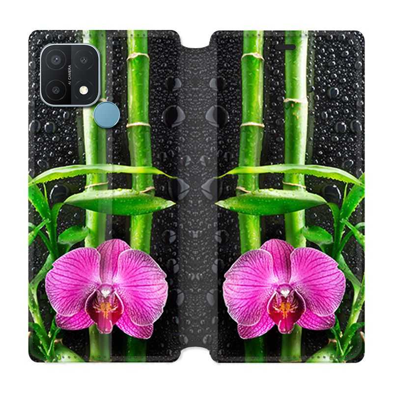 Housse Cuir Portefeuille Pour Oppo A15 Orchidee Bambou