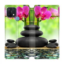 Housse Cuir Portefeuille Pour Oppo A15 Orchidee Eau