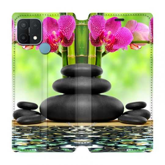 Housse Cuir Portefeuille Pour Oppo A15 Orchidee Eau
