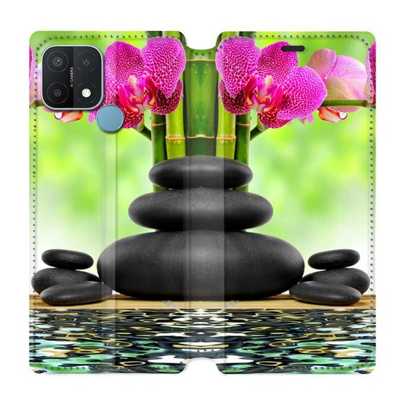 Housse Cuir Portefeuille Pour Oppo A15 Orchidee Eau