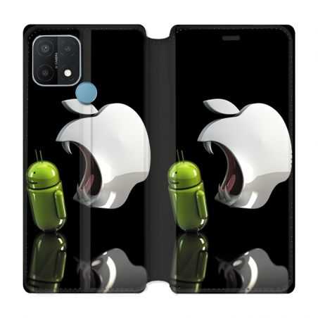Housse Cuir Portefeuille Pour Oppo A15 Pomme Dent