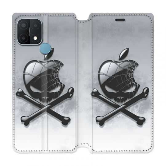Housse Cuir Portefeuille Pour Oppo A15 Pomme Tete Mort