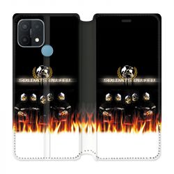 Housse Cuir Portefeuille Pour Oppo A15 Pompier Soldat