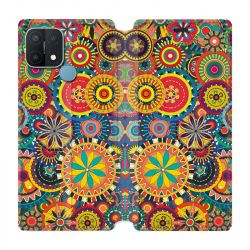 Housse Cuir Portefeuille Pour Oppo A15 Psychedelic Roue