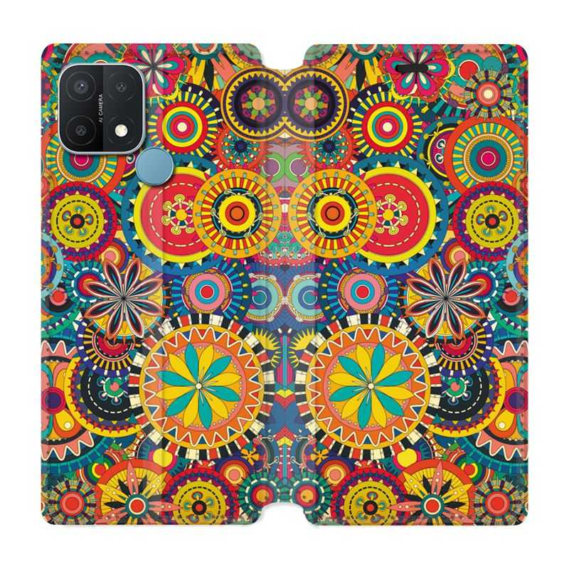 Housse Cuir Portefeuille Pour Oppo A15 Psychedelic Roue
