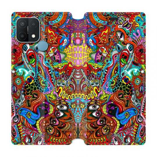 Housse Cuir Portefeuille Pour Oppo A15 Psychedelic Yeux