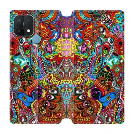 Housse Cuir Portefeuille Pour Oppo A15 Psychedelic Yeux