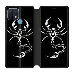 Housse Cuir Portefeuille Pour Oppo A15 Scorpion Noir