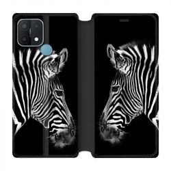 Housse Cuir Portefeuille Pour Oppo A15 Savane Zebra