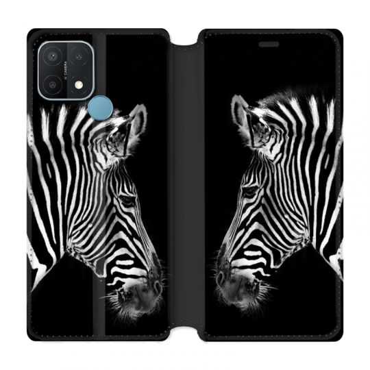 Housse Cuir Portefeuille Pour Oppo A15 Savane Zebra