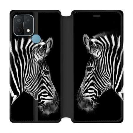 Housse Cuir Portefeuille Pour Oppo A15 Savane Zebra