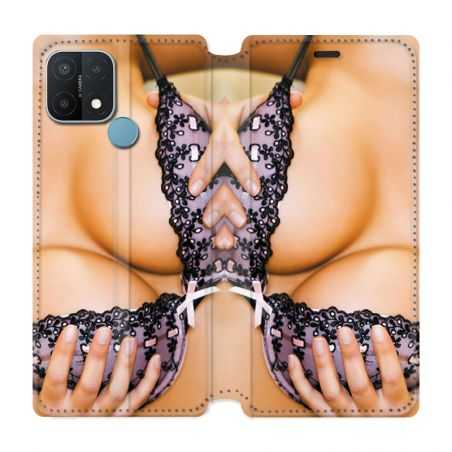 Housse Cuir Portefeuille Pour Oppo A15 Sexy Boobs