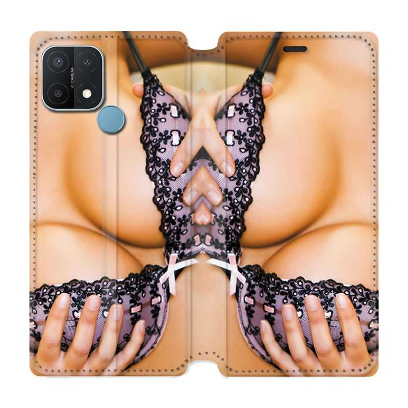 Housse Cuir Portefeuille Pour Oppo A15 Sexy Boobs