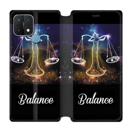 Housse Cuir Portefeuille Pour Oppo A15 Signe Zodiaque 2 Balance