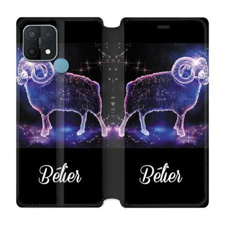 Housse Cuir Portefeuille Pour Oppo A15 Signe Zodiaque 2 Bélier