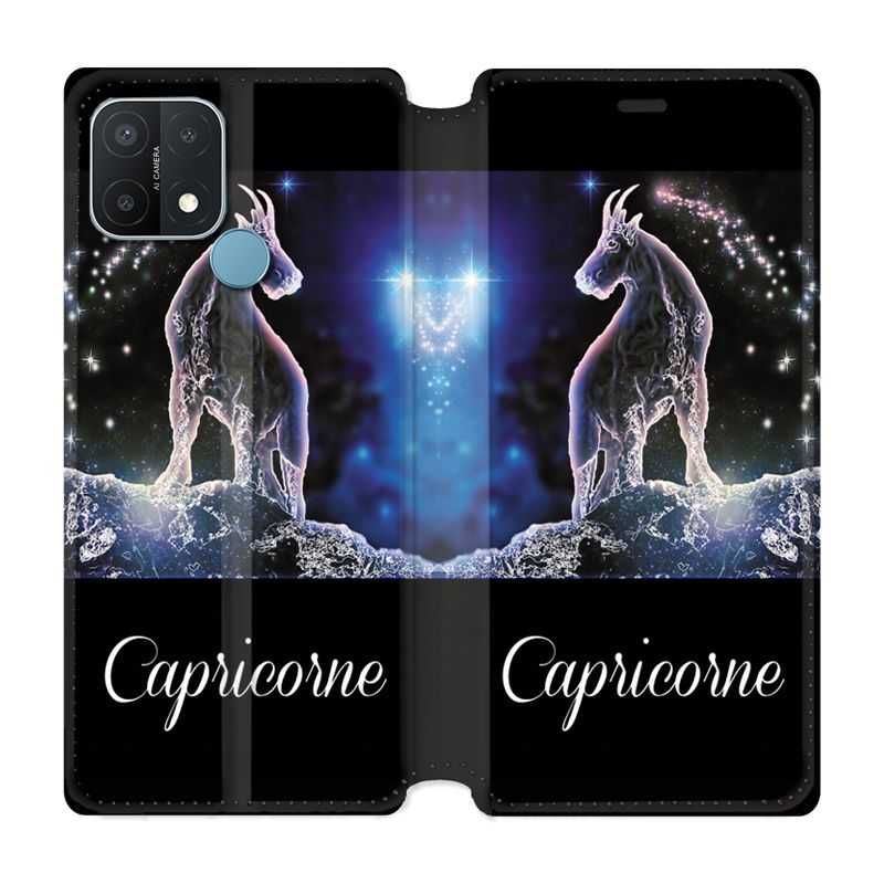 Housse Cuir Portefeuille Pour Oppo A15 Signe Zodiaque 2 Capricorne